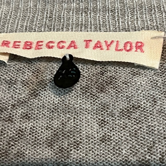 Rebecca Taylor gray animal print lightweight scoop neck pullover sweater, sz XS - Picture 4 of 5